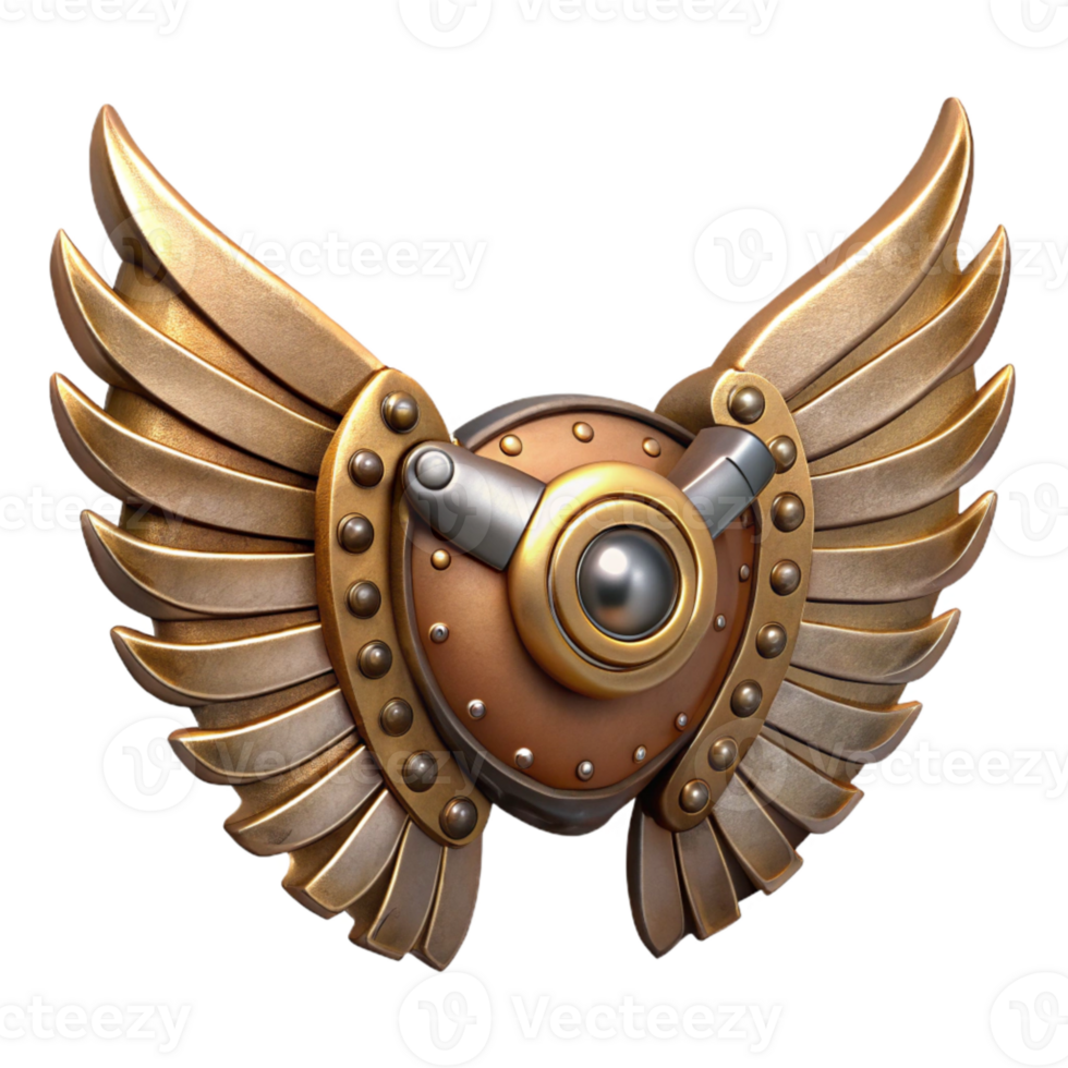 vibrant contemporary Steampunk Mechanical Wings Isolated on Transparent Background high quality png