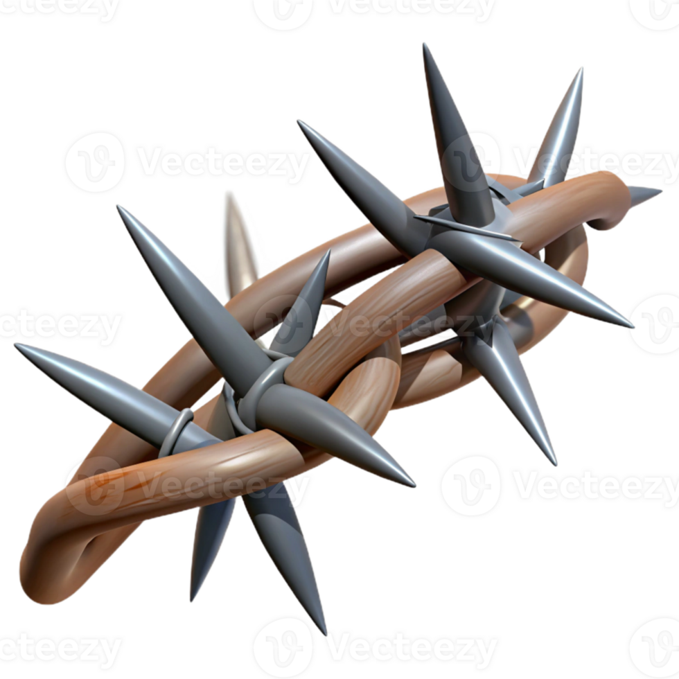 serene vintage Steel Mesh and Branch with Thorns Isolated detailed png