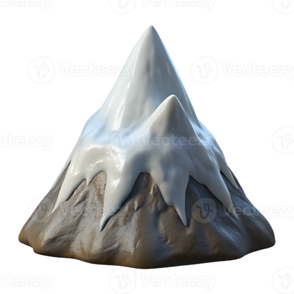 elegant artistic Steep Mountain Peak Transparent Background with Snow Cap original png