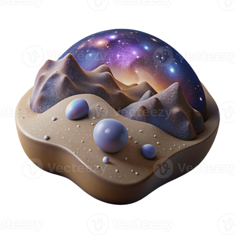 serene minimalist Stellar Steppes Landscape Element with Distant Galaxy authentic png