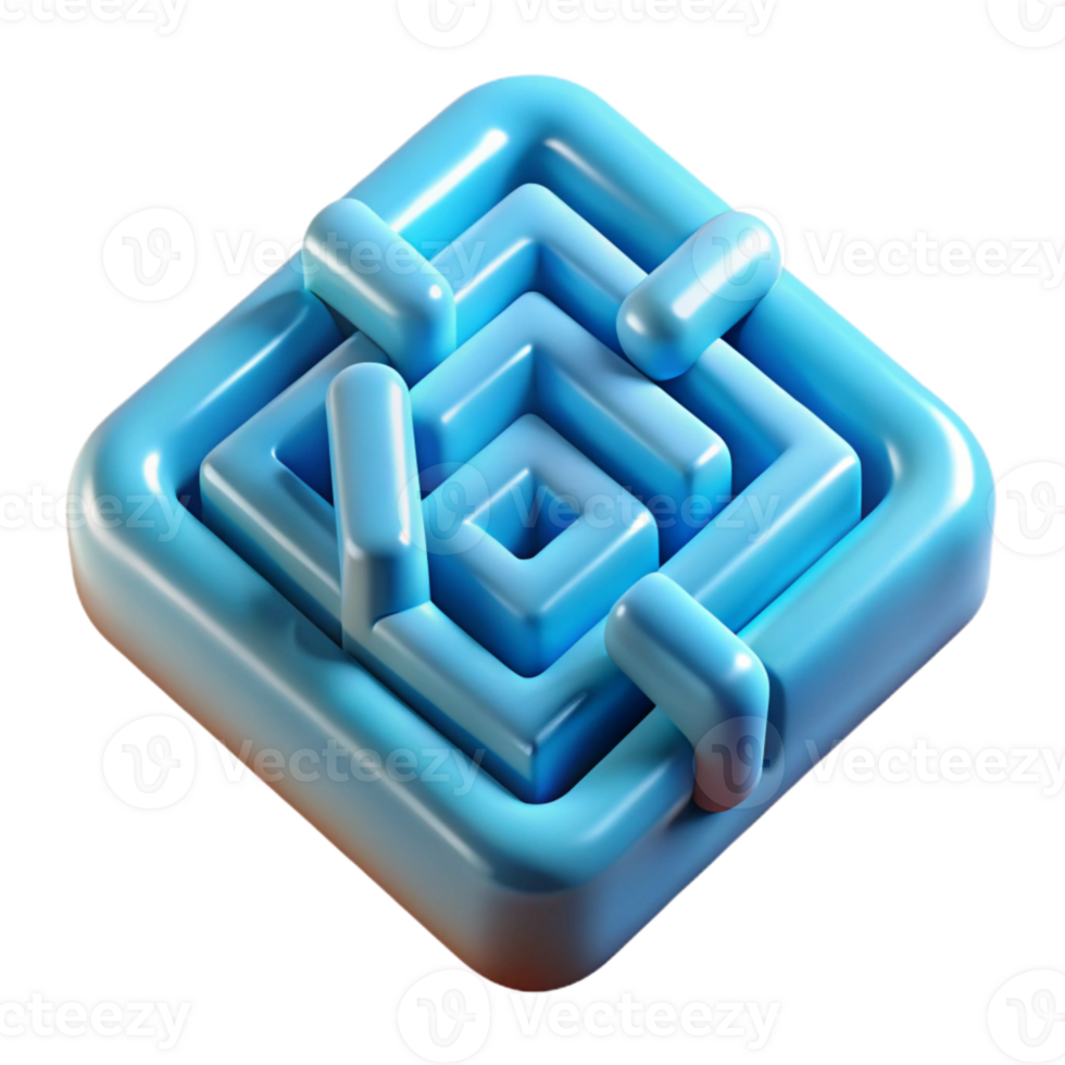 stunning artistic Stylized Luminari Maze Cutout Element with Soft Blue Lighting genuine png