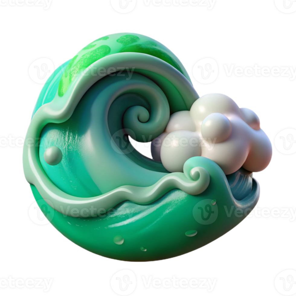 serene contemporary Stylized Ocean Turbulence Isolated Green Cutout Element high resolution png