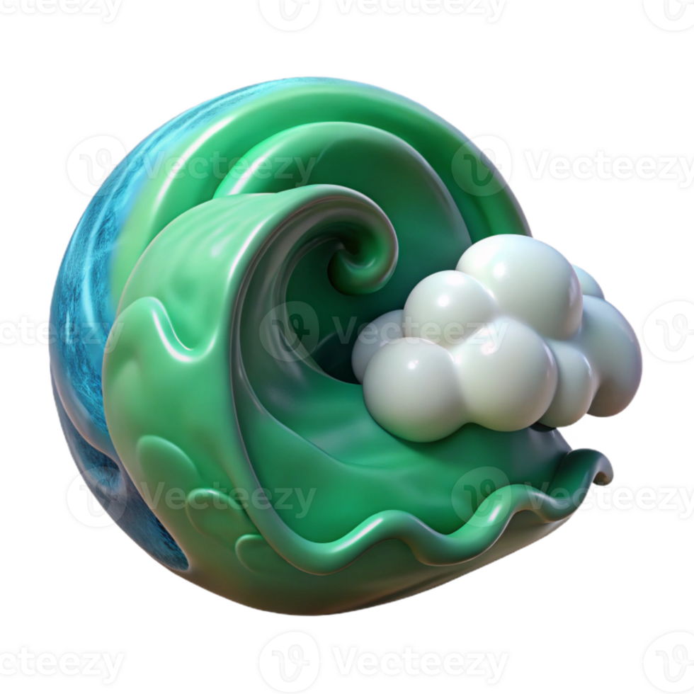 dramatic modern Stylized Ocean Turbulence Isolated Green Cutout Element high quality png