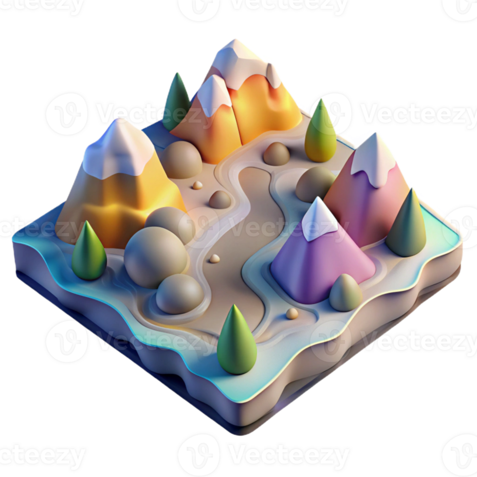dramatic artistic Stylized Spectral Landscape Map Transparent original png