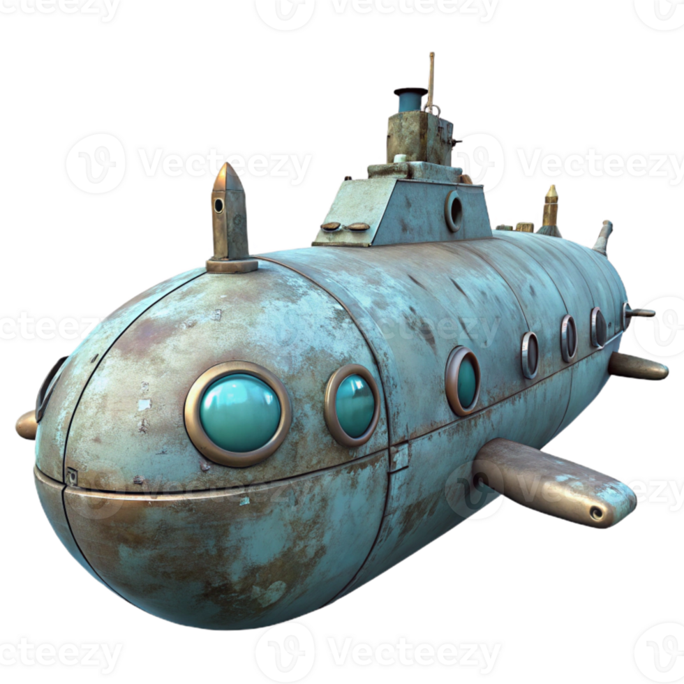 stunning rustic Submarine Exploring Abyss Isolated Transparent Background professional png