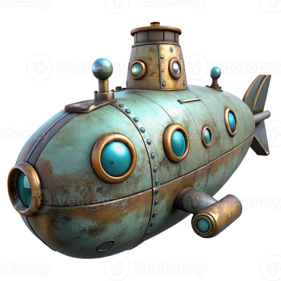 stunning traditional Submarine Exploring Abyss Isolated Transparent Background exclusive png