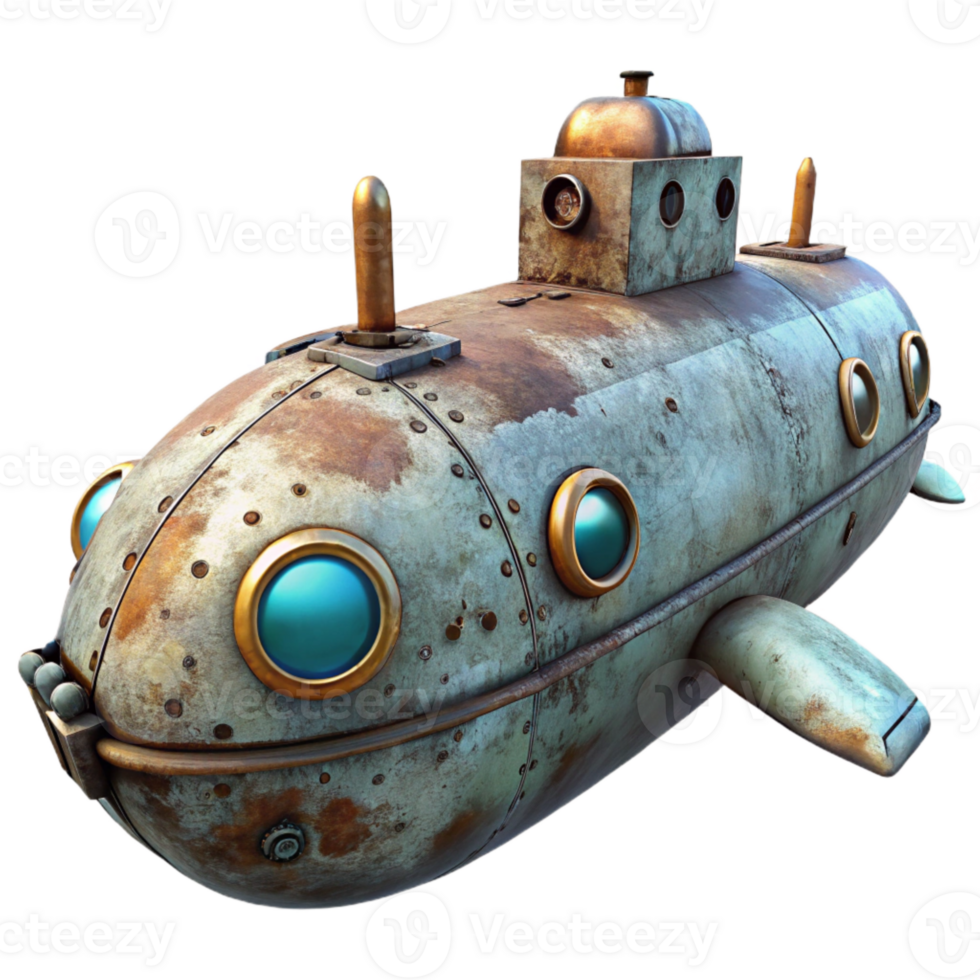 extraordinary artistic Submarine Exploring Abyss Isolated Transparent Background high resolution png