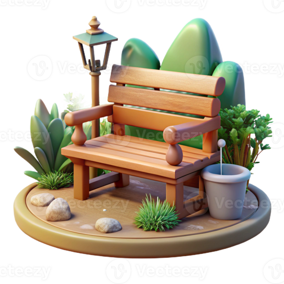 elegant rustic Sundowner Garden Bench Cutout Peaceful Garden Setting png