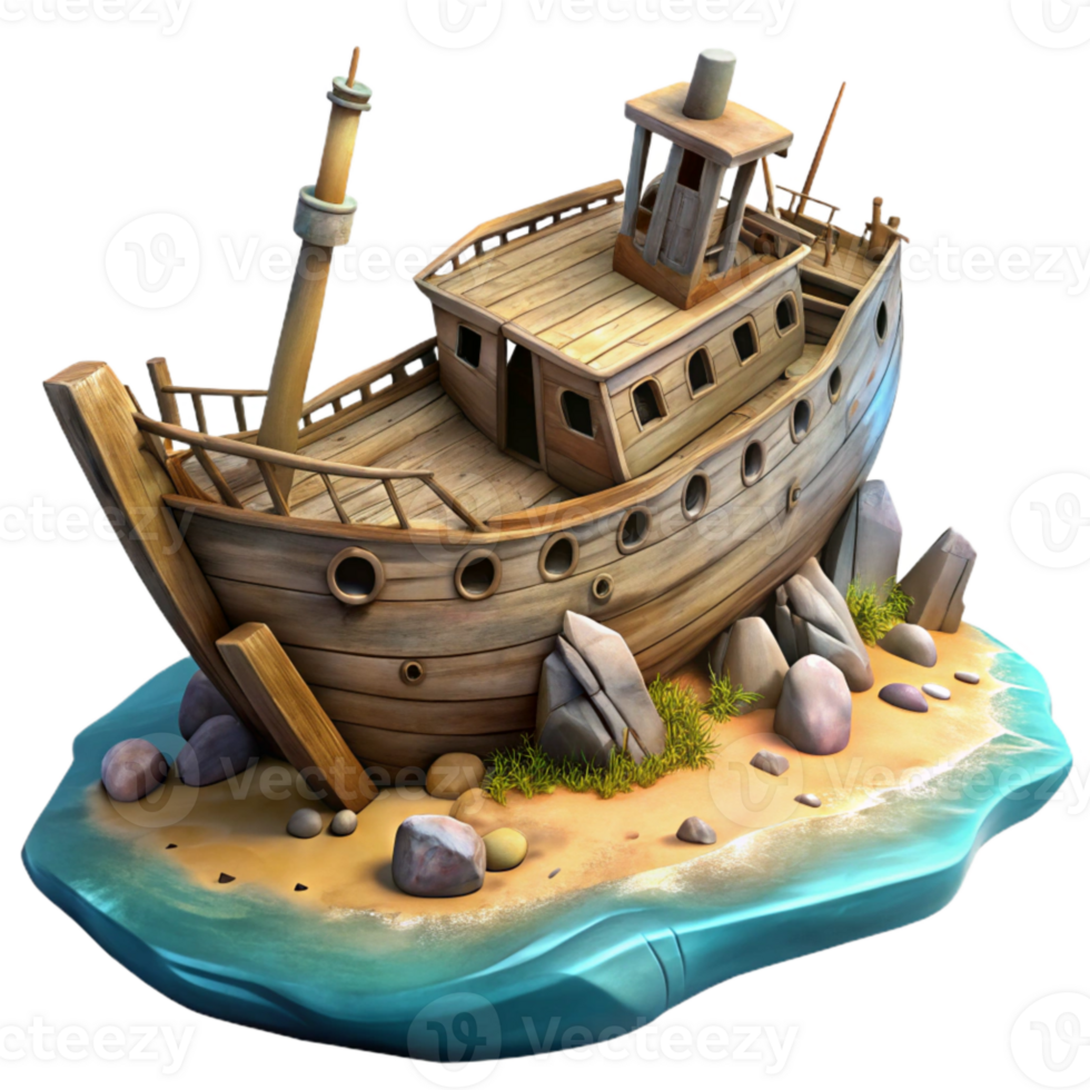 dramatic minimalist Sunken Shipwreck Isolated with Realistic Textures genuine png