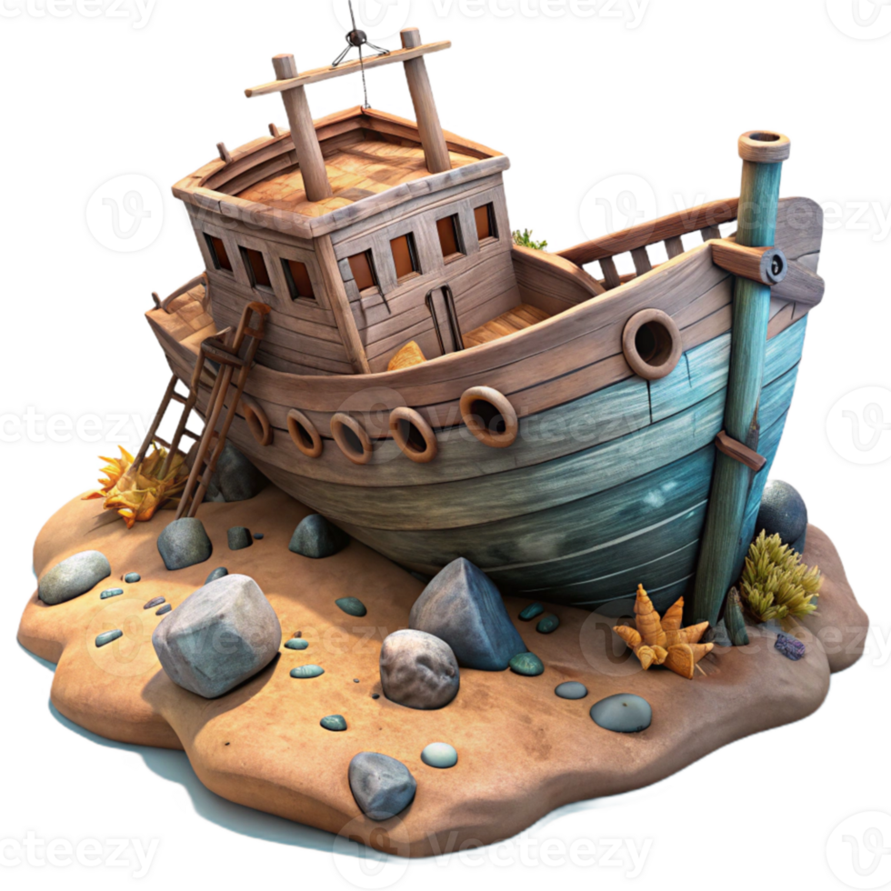 elegant vintage Sunken Shipwreck Cutout with Realistic Textures high quality png
