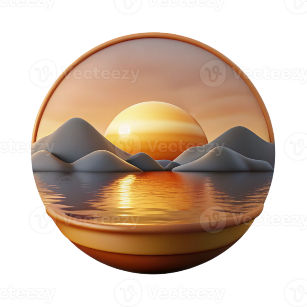 impressive minimalist Sunrise Lake View Cutout with Warm Hues detailed png