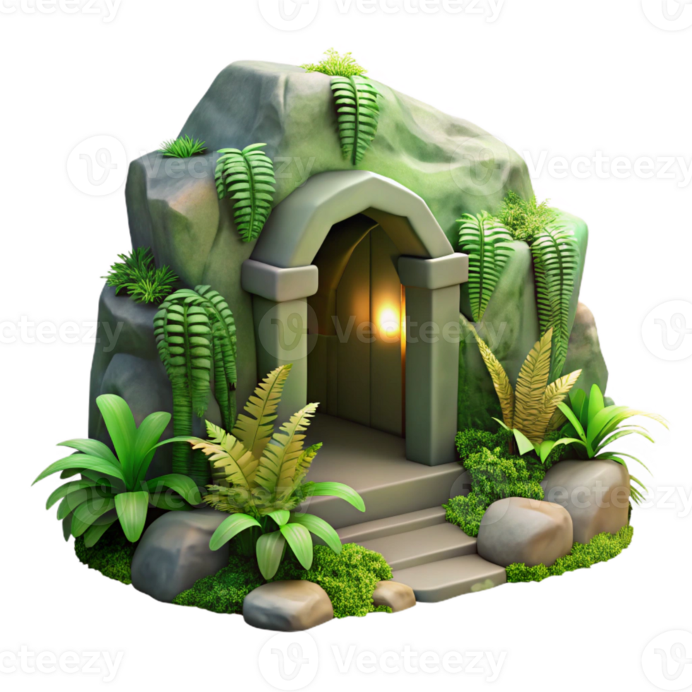 extraordinary abstract Sunlit Grotto Opening Cutout with Lush Greenery premium png