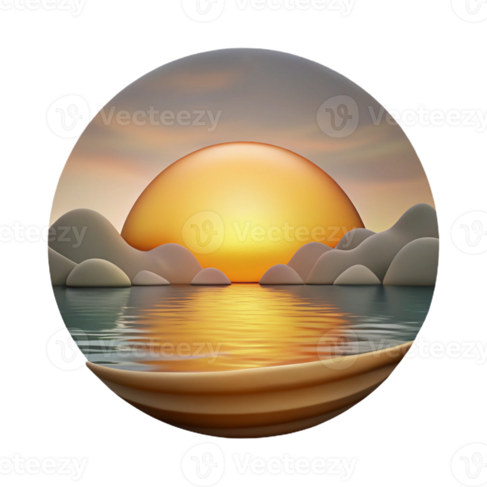dramatic minimalist Sunrise Over Lake Cutout with Golden Hues high resolution png