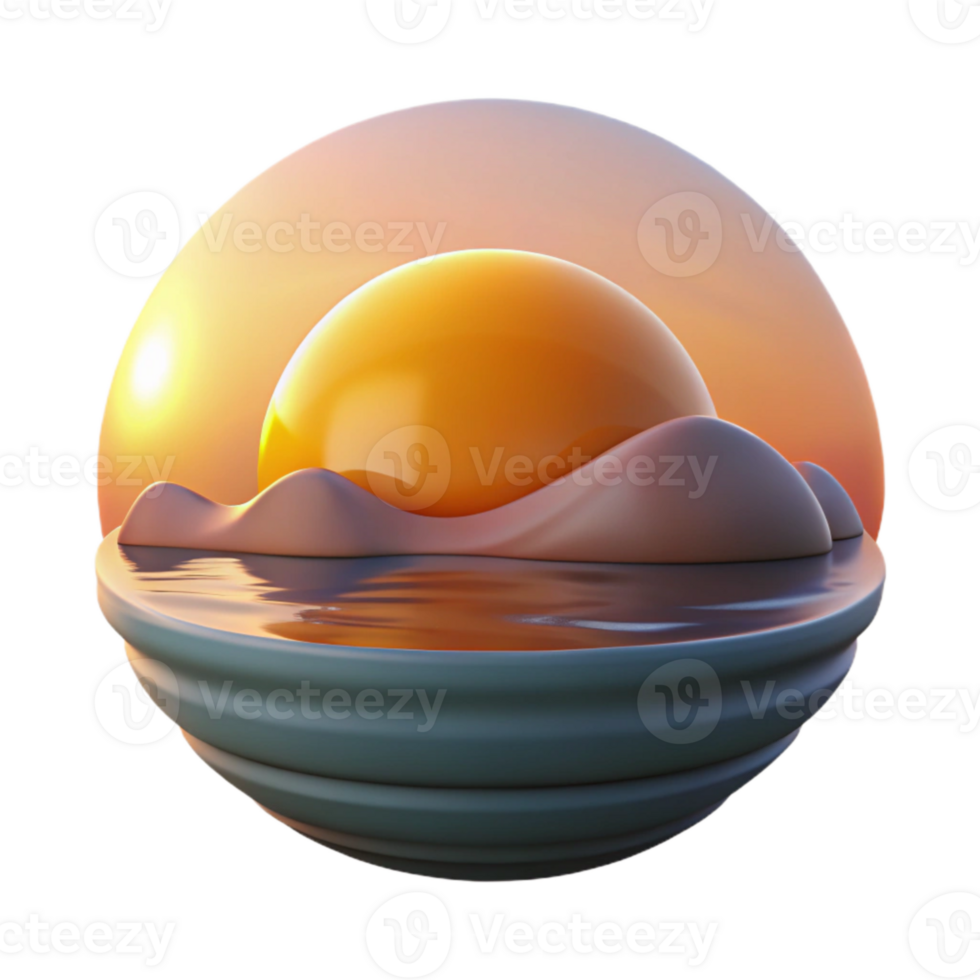 dramatic modern Sunrise Over Lake Cutout with Golden Hues png