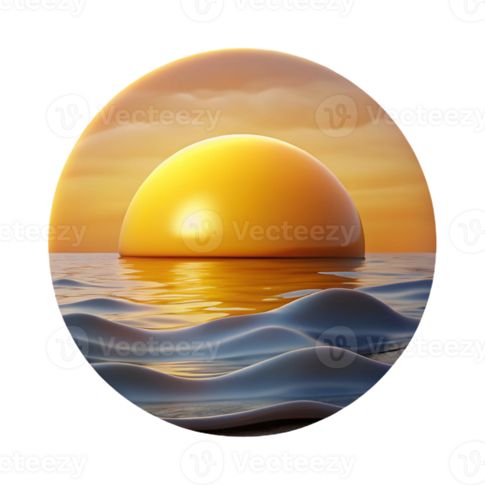 elegant modern Sunrise Over Ocean Cutout Golden Hues Transparent Background high quality png