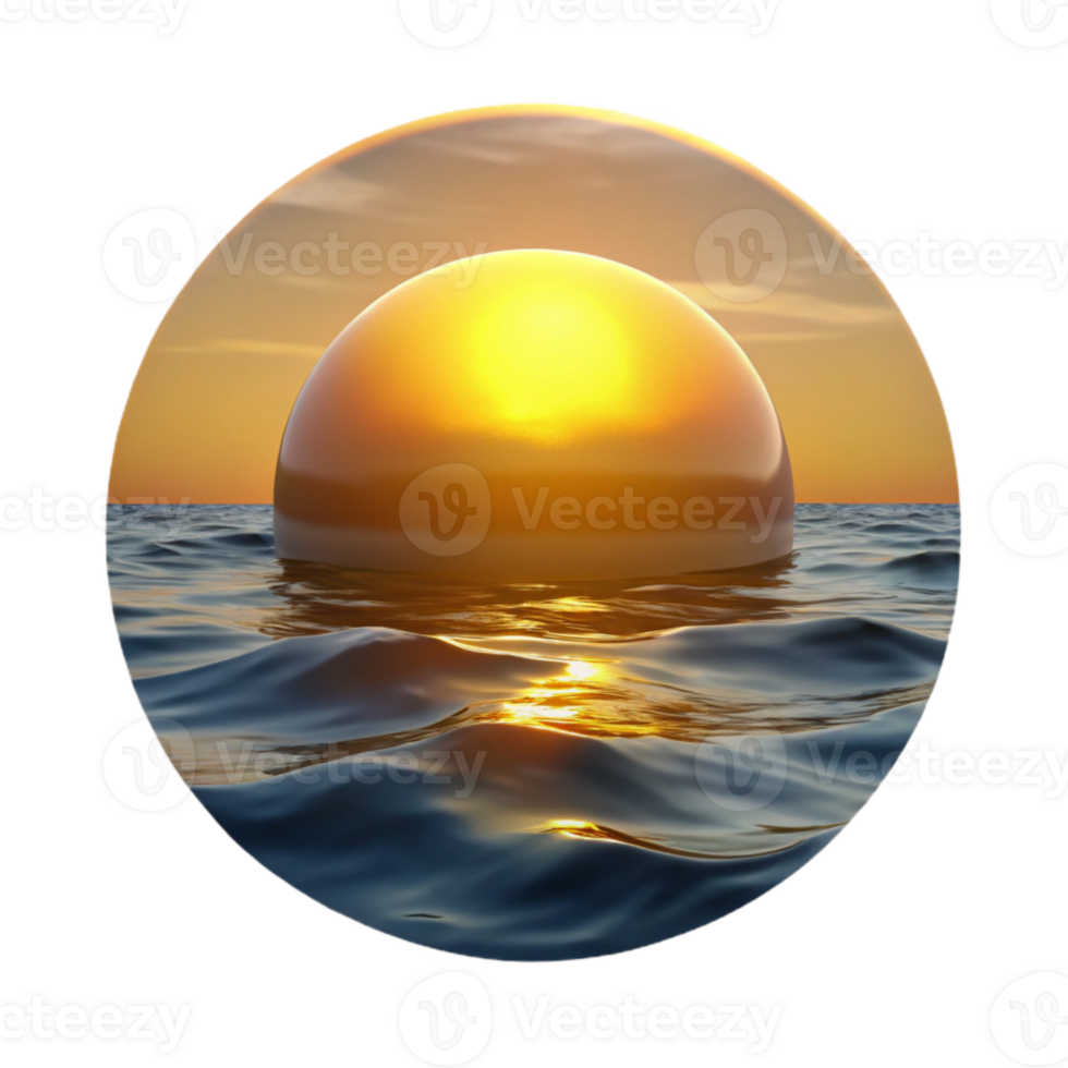serene minimalist Sunrise Over Ocean Cutout Golden Hues Transparent Background authentic png