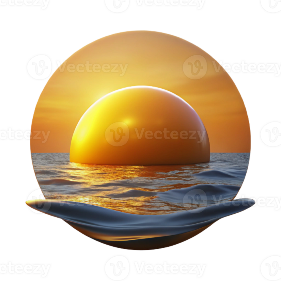 stunning rustic Sunrise Over Ocean Cutout Golden Hues Transparent Background premium png