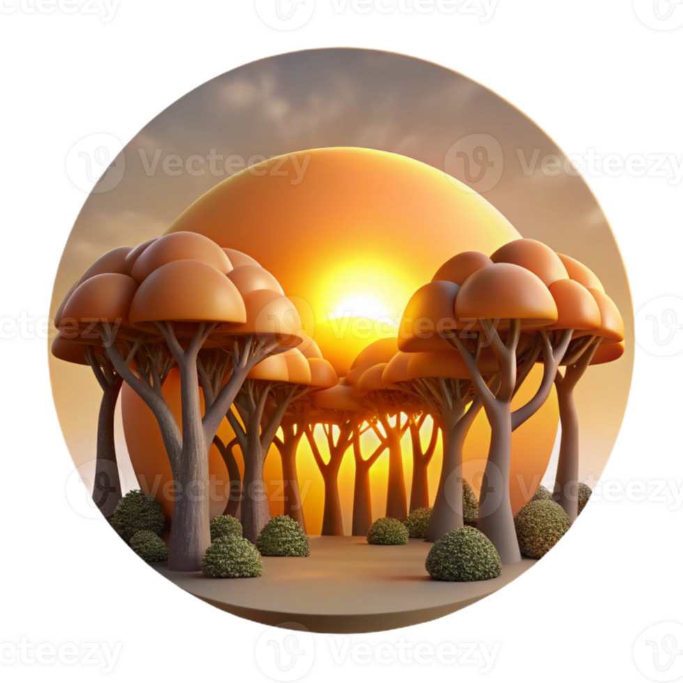 impressive minimalist Sunset Through Trees Cutout Golden Light Isolated original png
