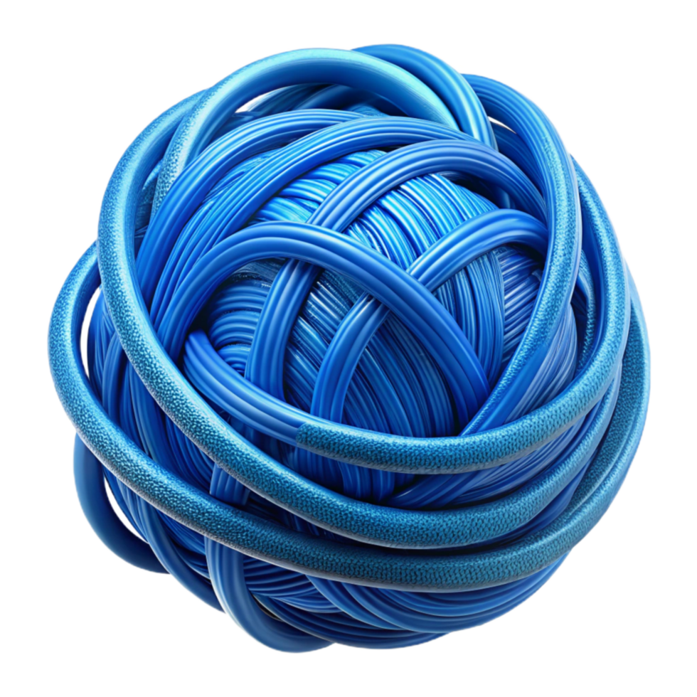 vibrant minimalist Tangled Threads Transparent Background Blue Hues high resolution png