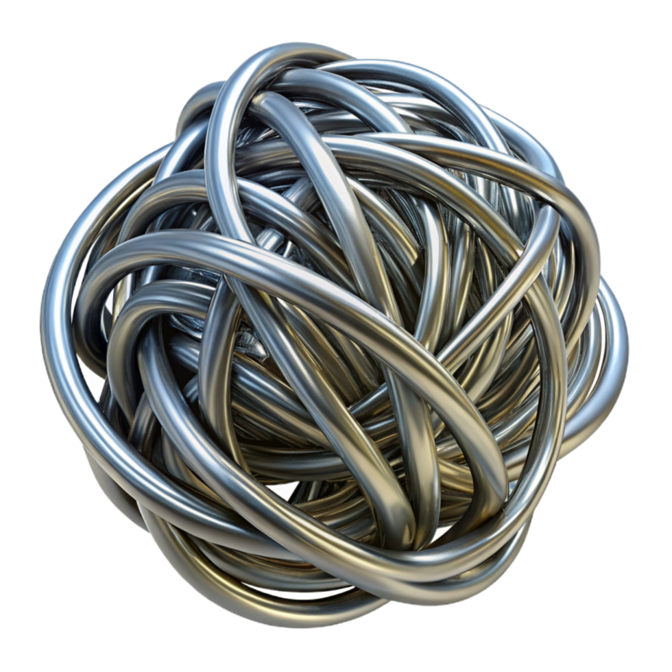 vibrant artistic Tangled Wire Isolated with Metallic Sheen premium png