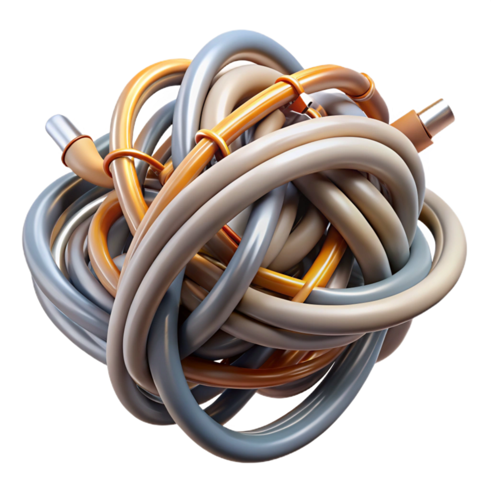 serene rustic Tangled Wires Electrical Concept Transparent Background authentic png