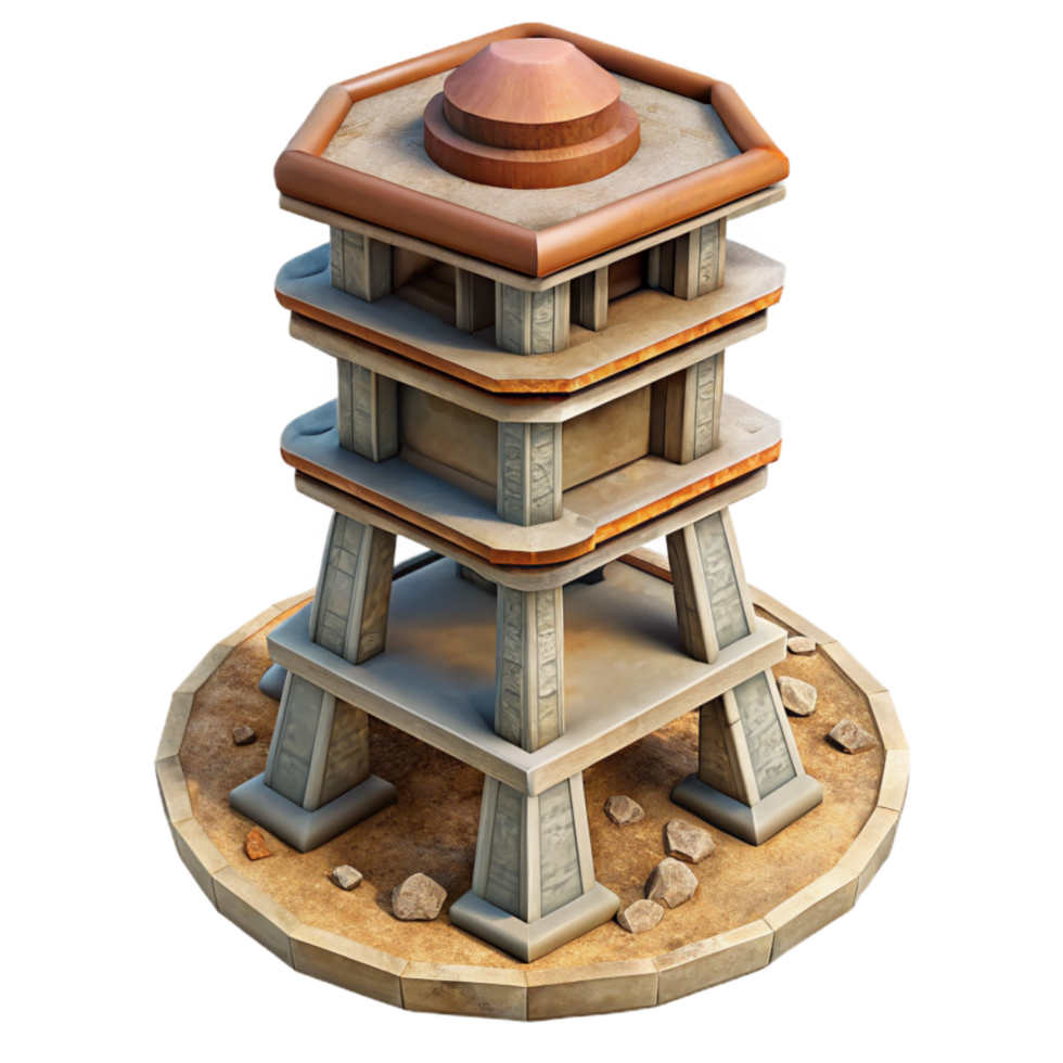 dramatic traditional Terraform Tower Cutout Isolated on Transparent Background genuine png