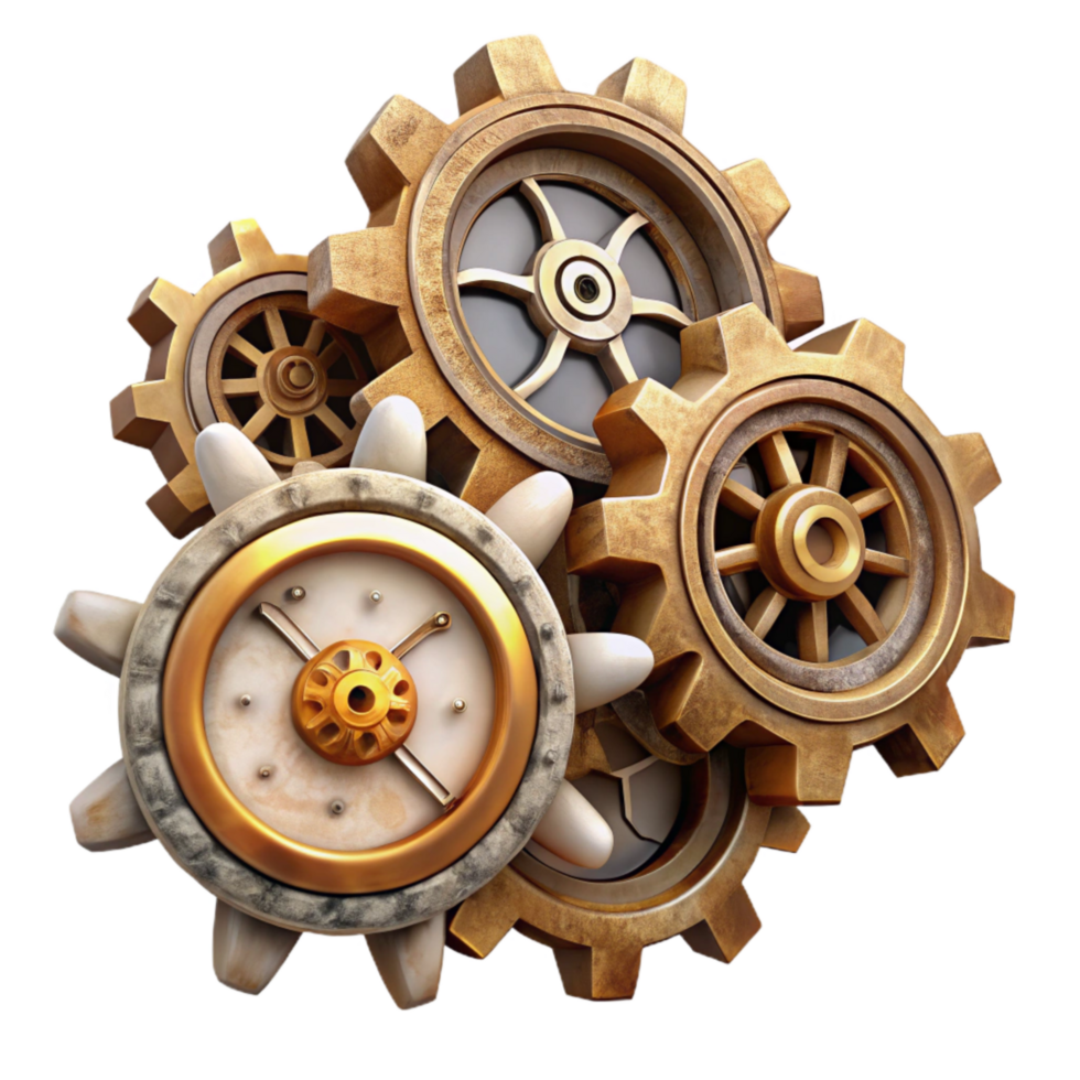 impressive creative Timeless Clockwork Fragments Transparent Background with High Contrast detailed png