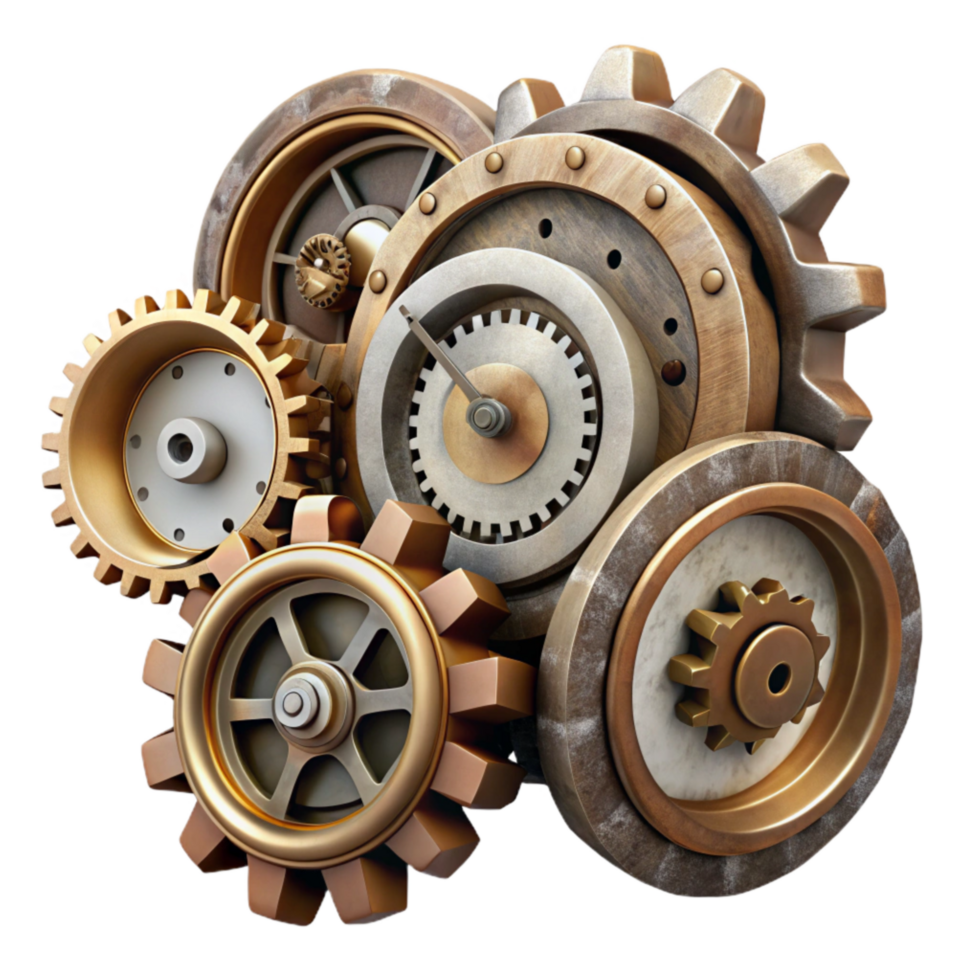 impressive minimalist Timeless Clockwork Fragments Transparent Background with High Contrast professional png
