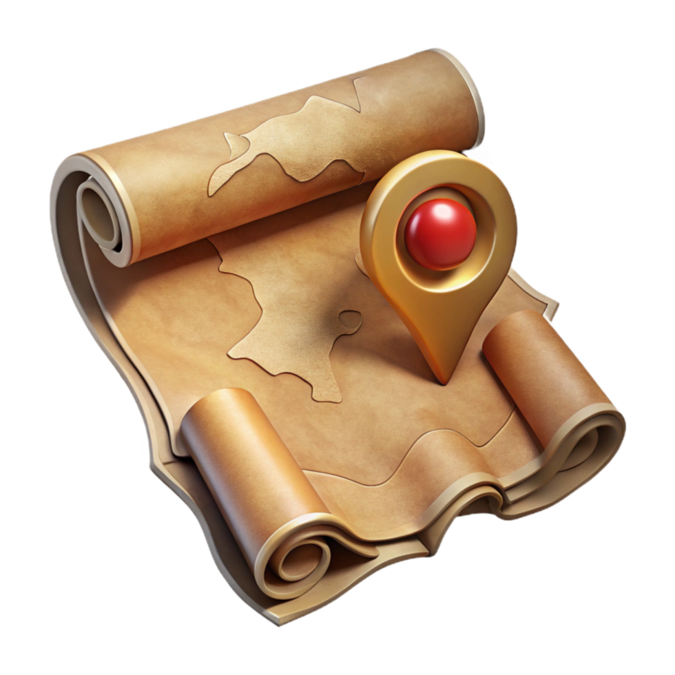 extraordinary creative Timeworn Map Cutout on Parchment Background premium png