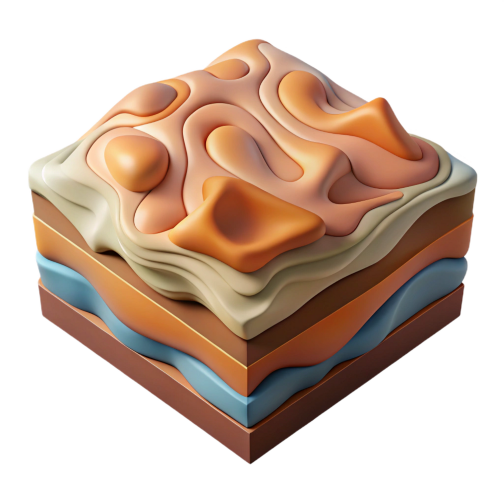 beautiful minimalist Topographic Map Cross Section Transparent Background Geological View professional png