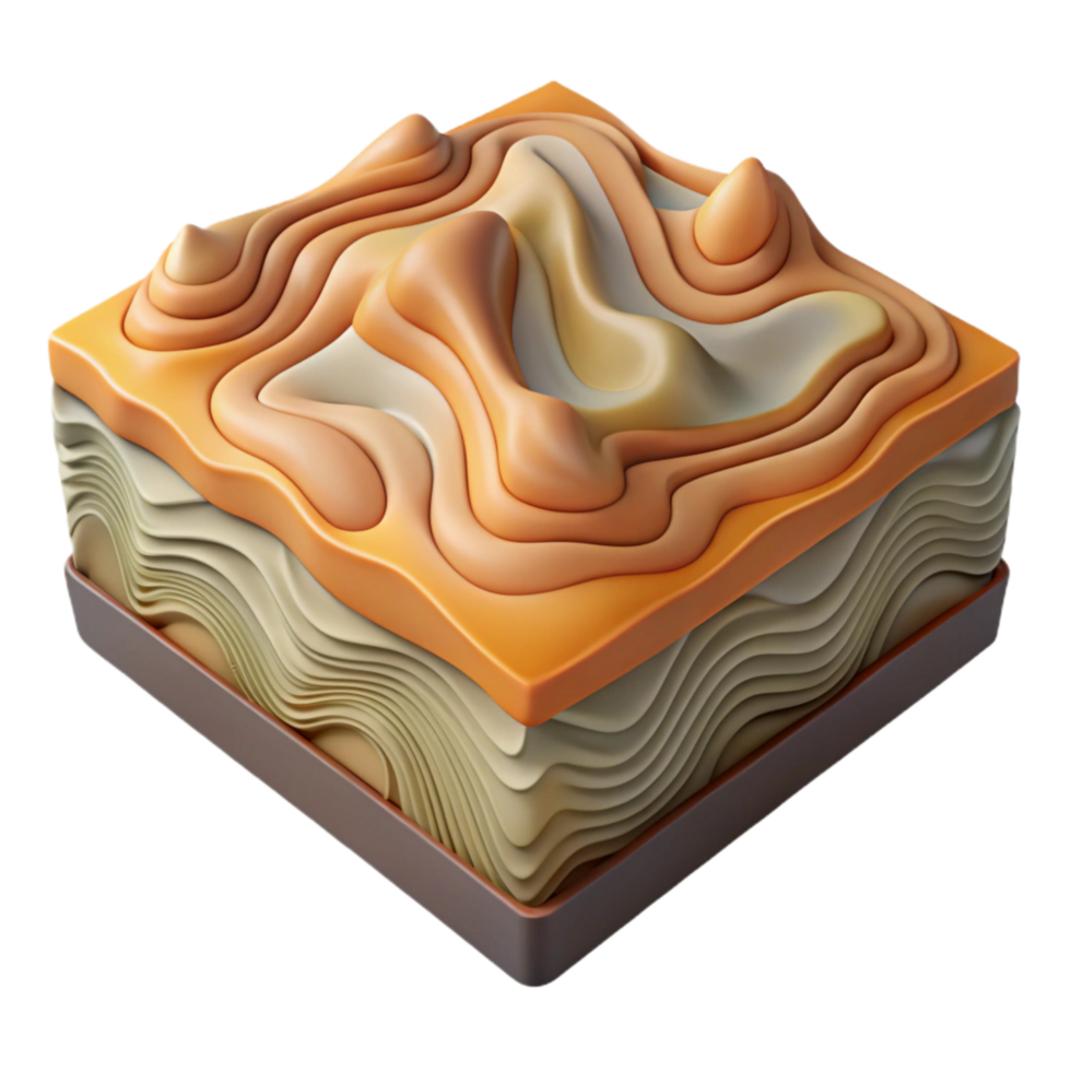 serene vintage Topographic Map Cross Section Transparent Background Geological View high quality png