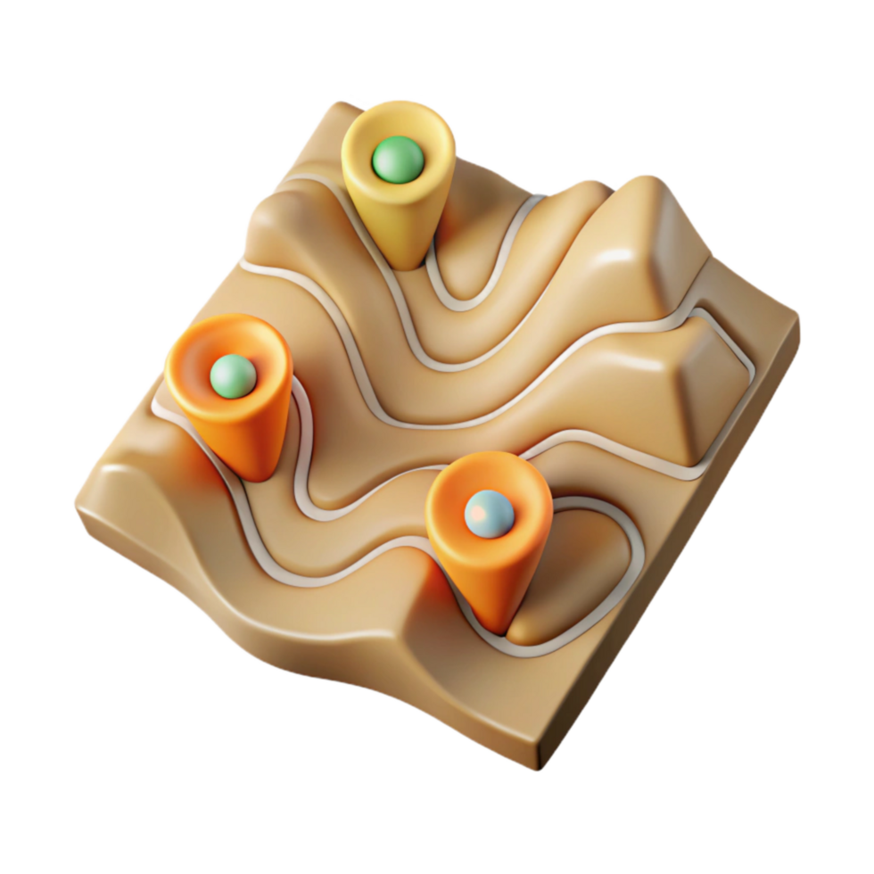 beautiful artistic Topographic Map Fragment with Labels Isolated Element Clear Information high quality png
