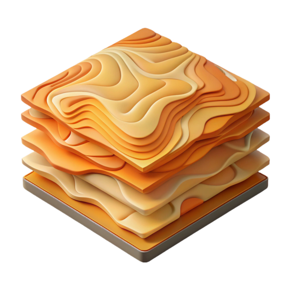 serene modern Topographic Map Layers in Perspective Isolated Cutout detailed png