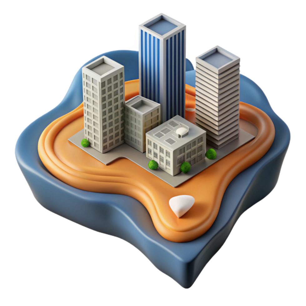 impressive contemporary Topographic Map with Buildings Isolated Element Urban Design detailed png
