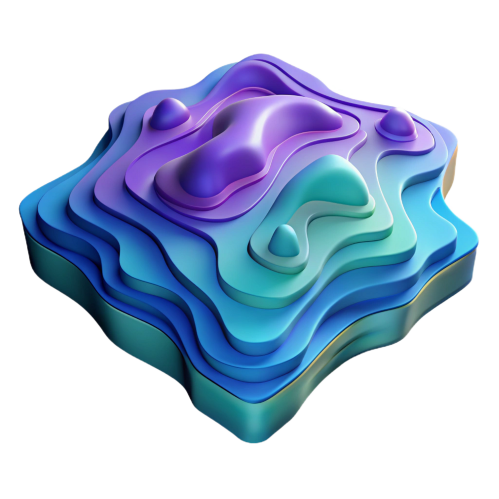 beautiful classic Topographic Map with Cool Colors Isolated Cutout professional png
