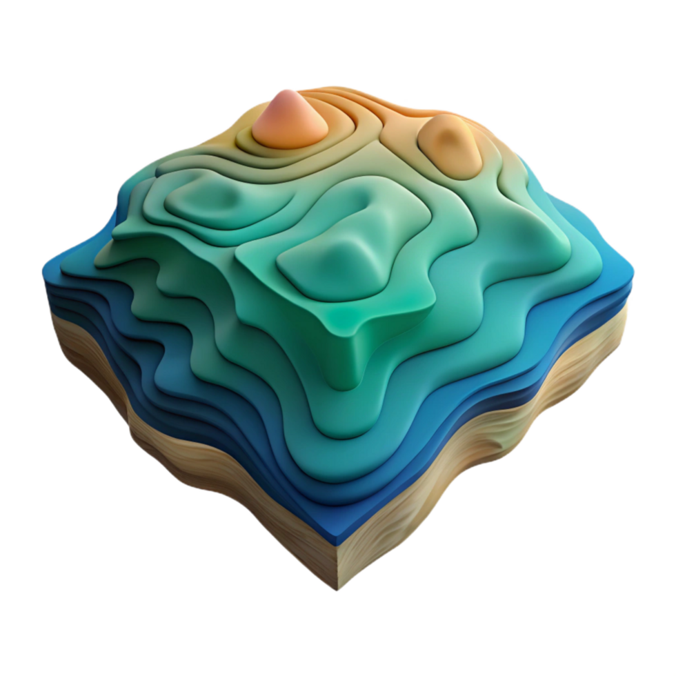 extraordinary modern Topographic Map with Elevation Colors Isolated high quality png