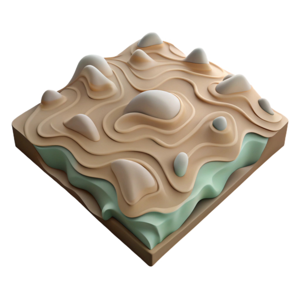 elegant minimalist Topographic Map with Muted Colors Isolated Cutout premium png
