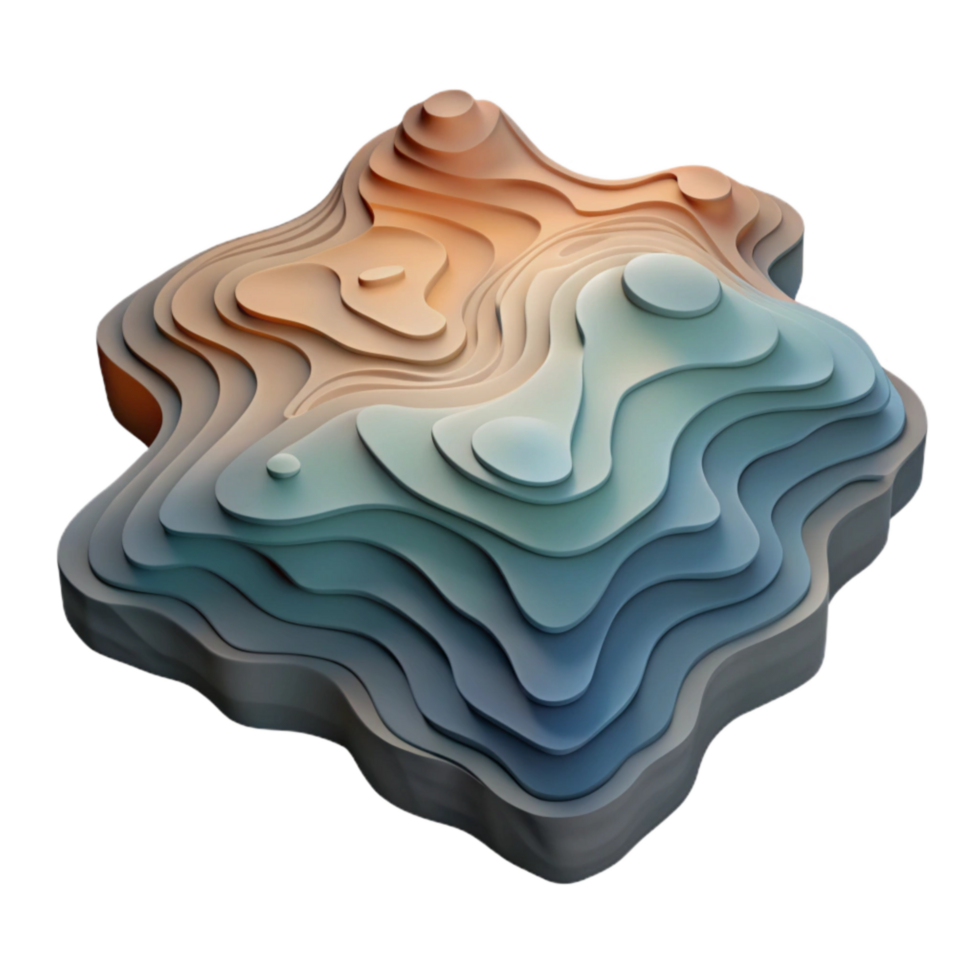 vibrant traditional Topographic Map with Muted Colors Isolated Cutout premium png