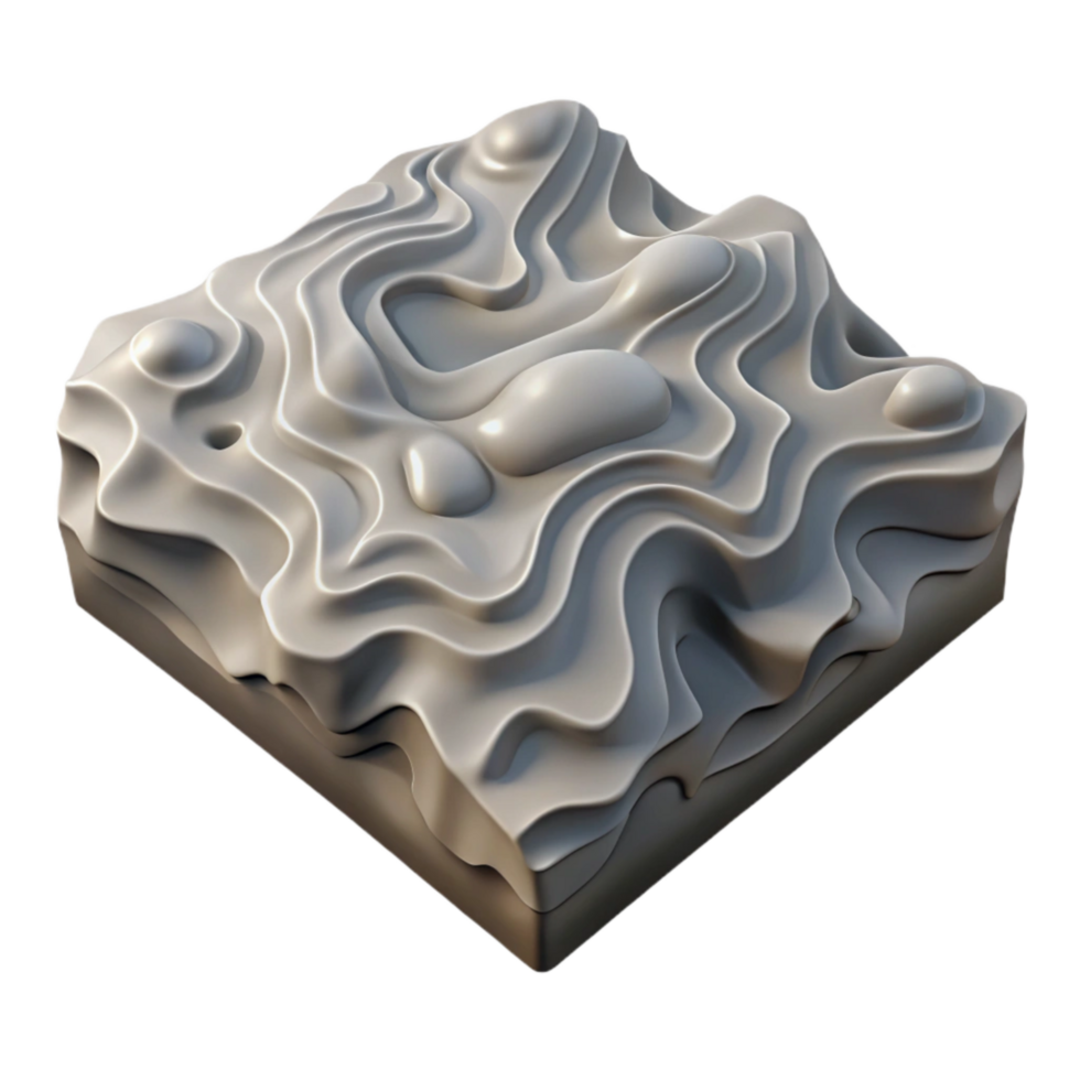 beautiful artistic Topographic Map with Realistic Terrain Cutout Isolated exclusive png