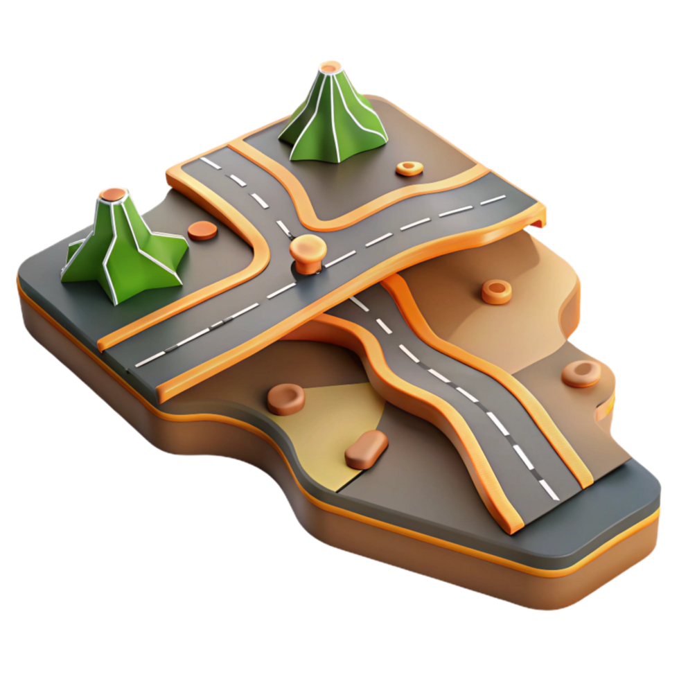 elegant traditional Topographic Map with Roads Cutout Detailed Infrastructure png