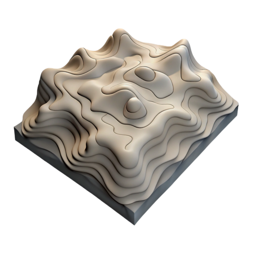 dramatic creative Topographic Map with Shadows Isolated Element Depth Effect exclusive png