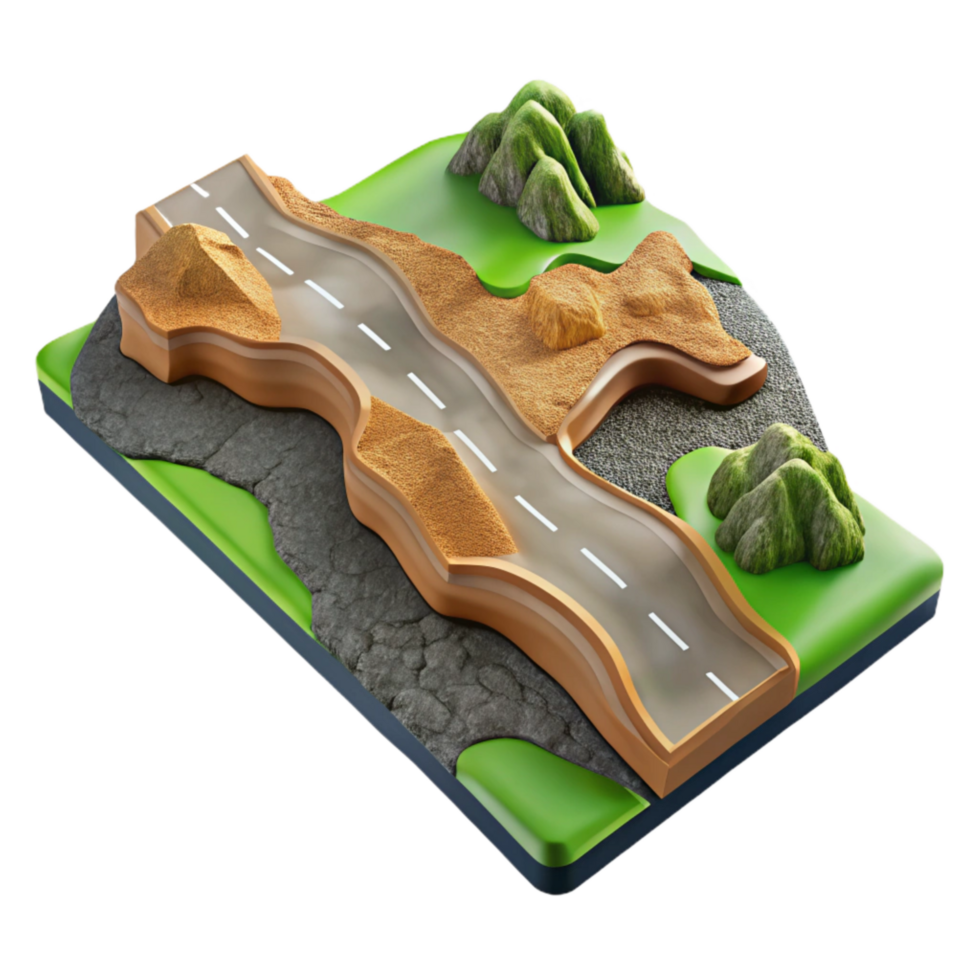 dramatic contemporary Topographic Map with Roads Cutout Detailed Infrastructure high quality png