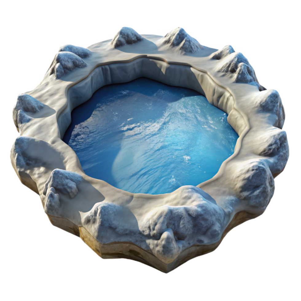 vibrant modern Top View Frozen Lake Ice Formation Cutout Transparent Background detailed png