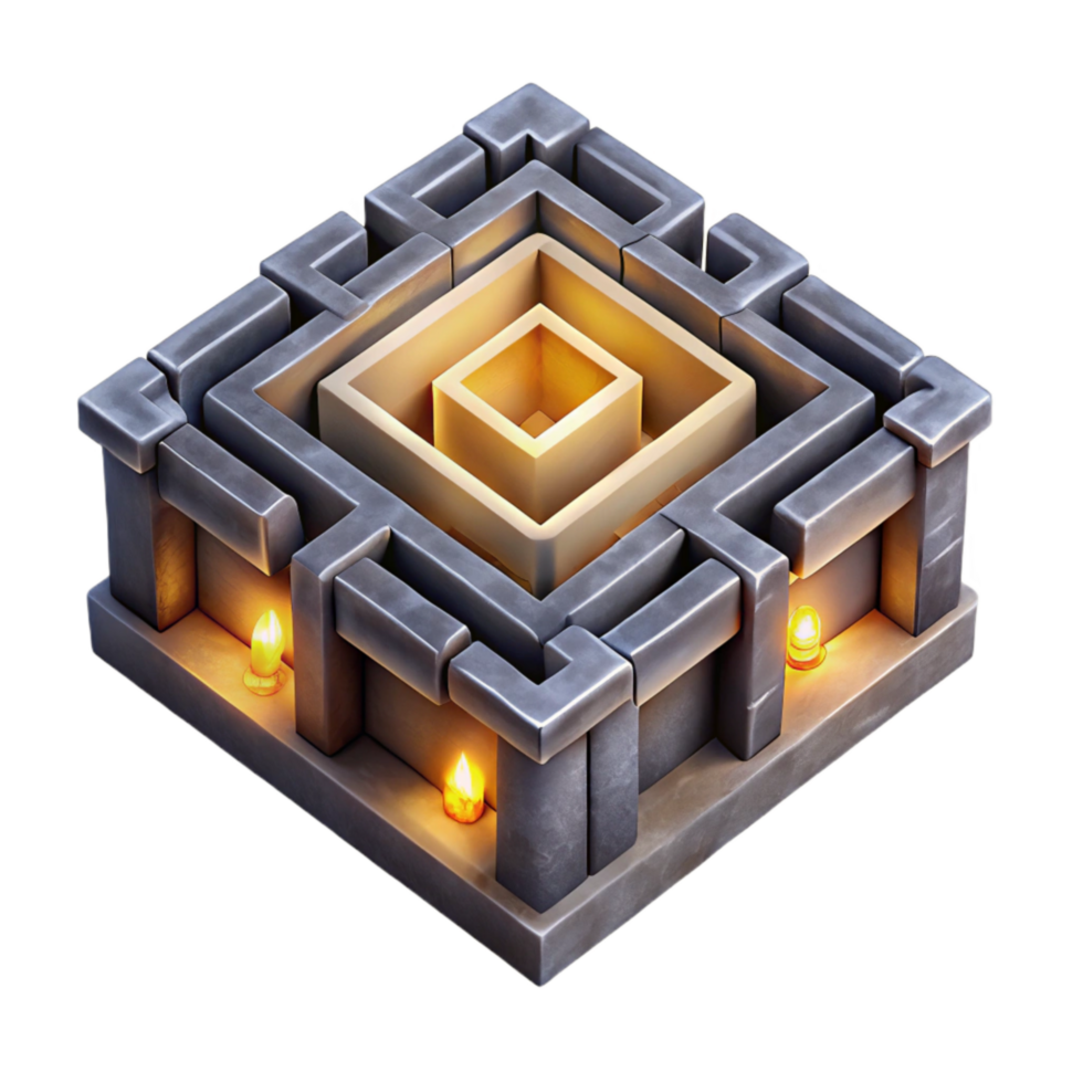 impressive artistic Top View Luminari Maze Isolated Glowing Walls detailed png