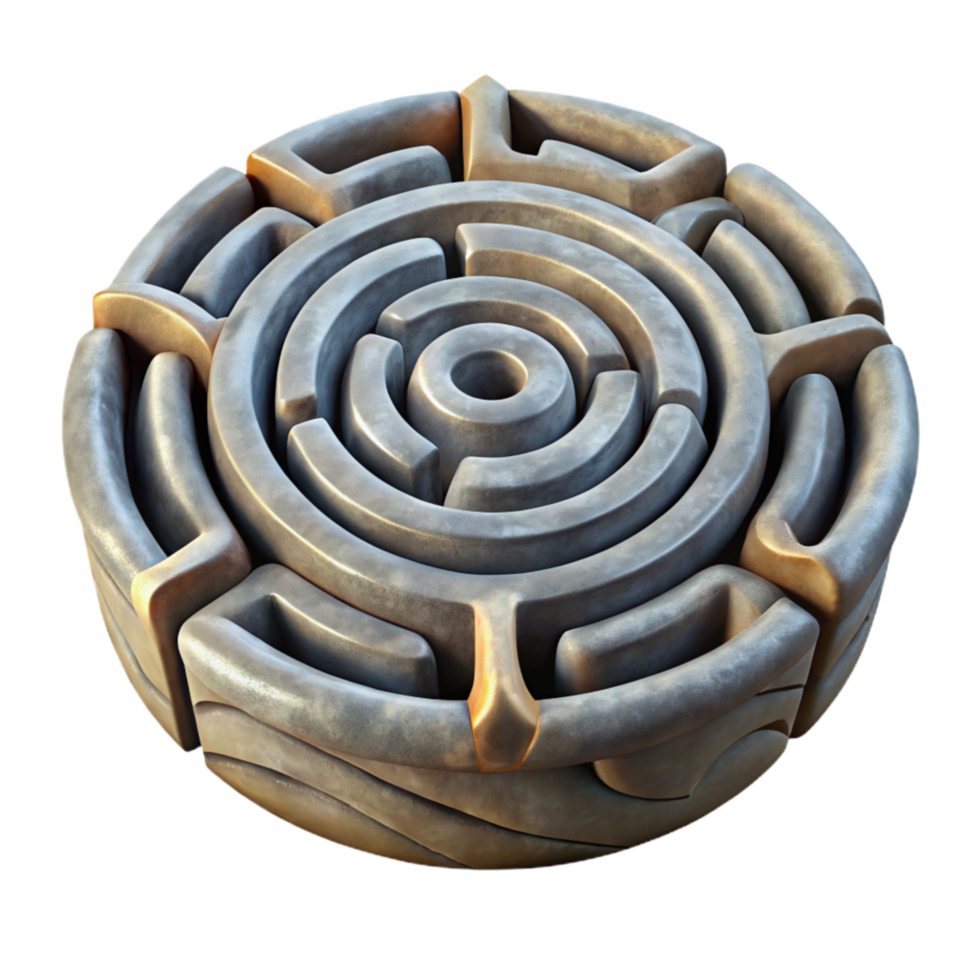 wonderful modern Top View Luminari Labyrinth Cutout with Golden Pathways professional png