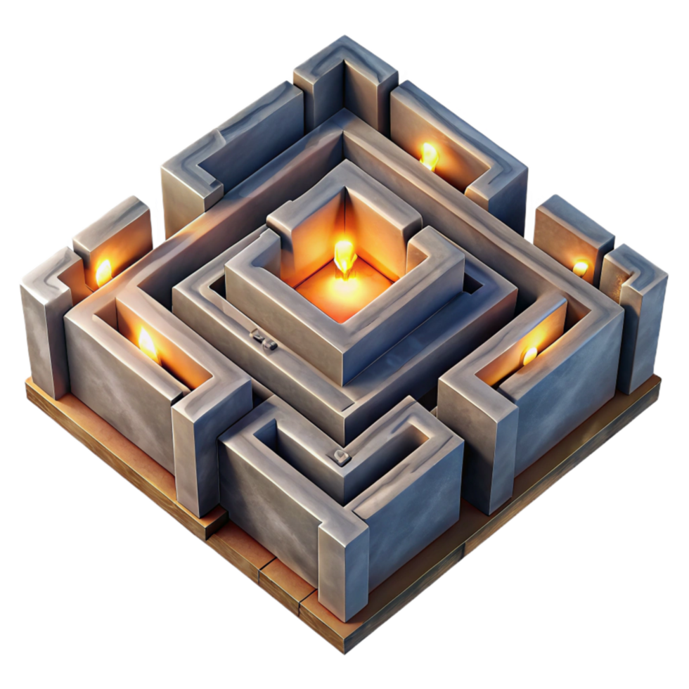 magnificent contemporary Top View Luminari Maze Isolated Glowing Walls genuine png