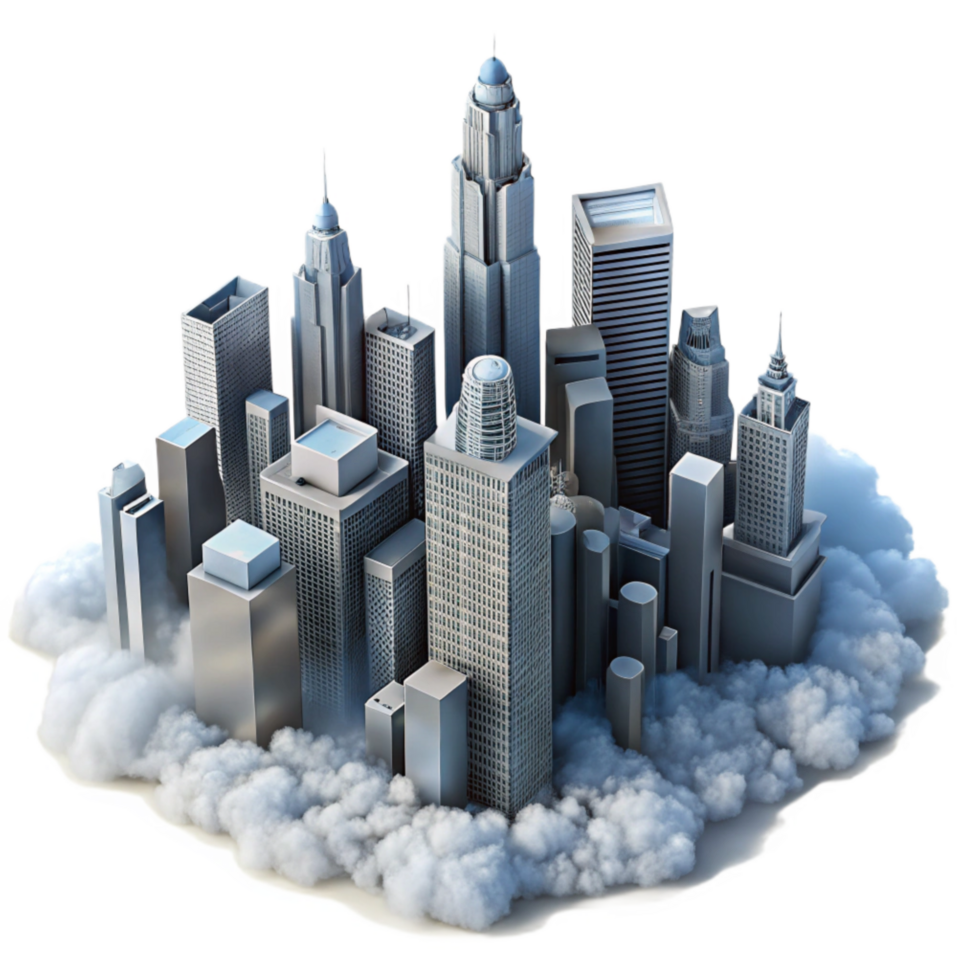 impressive minimalist Top View Misty Skyscrapers Isolated Cutout genuine png