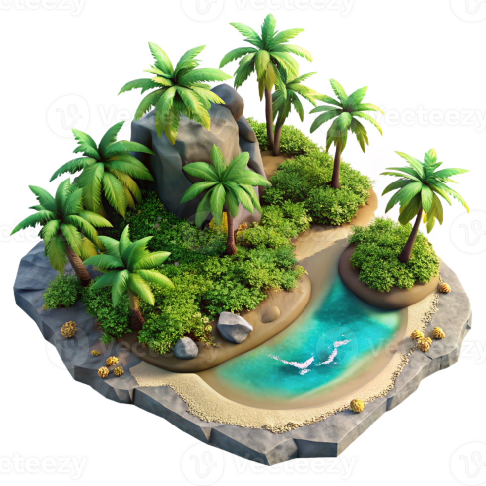 stunning modern Tropical Island Isolated Lush Vegetation Aerial View high resolution png