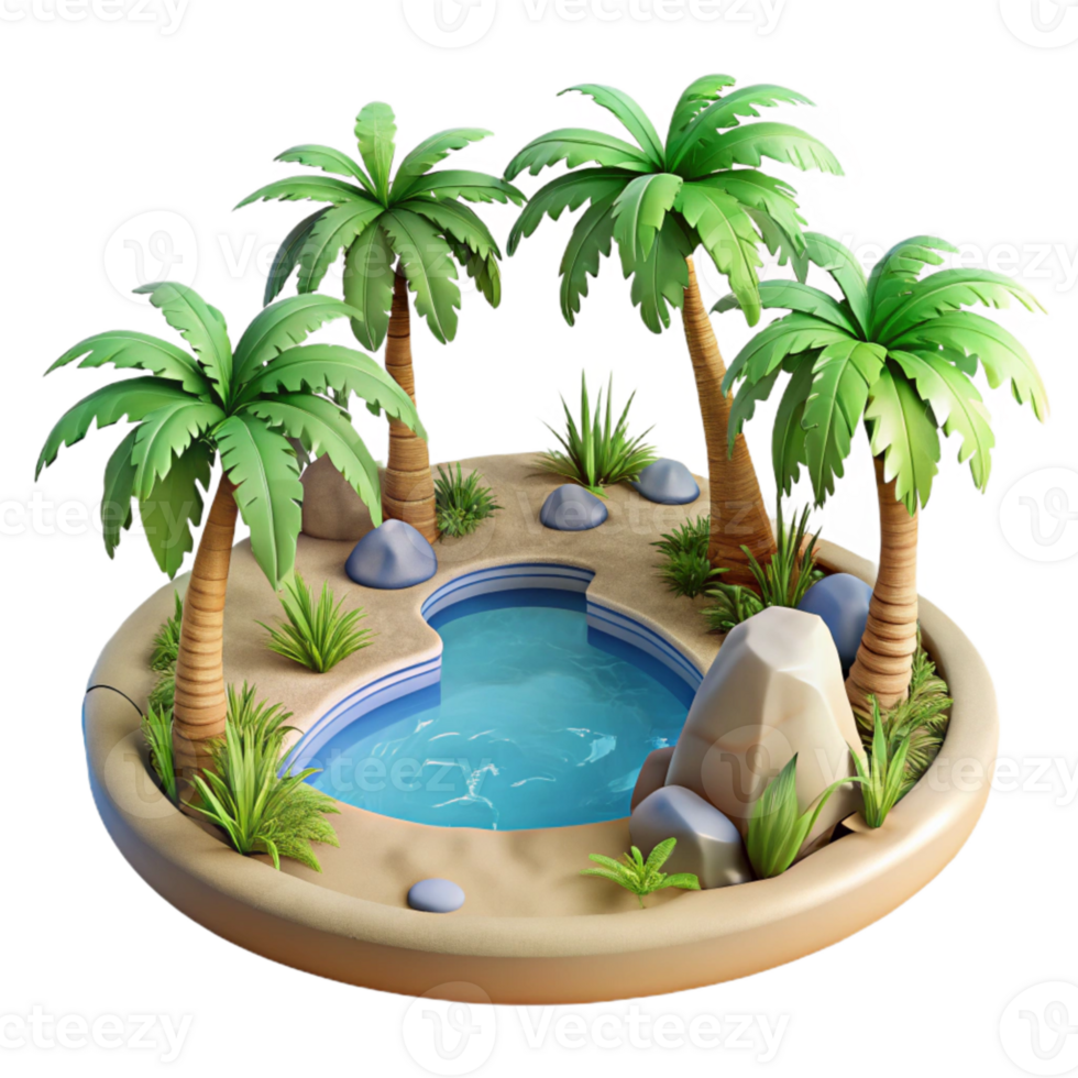 wonderful abstract Tropical Lake Paradise Cutout with Palm Trees professional png