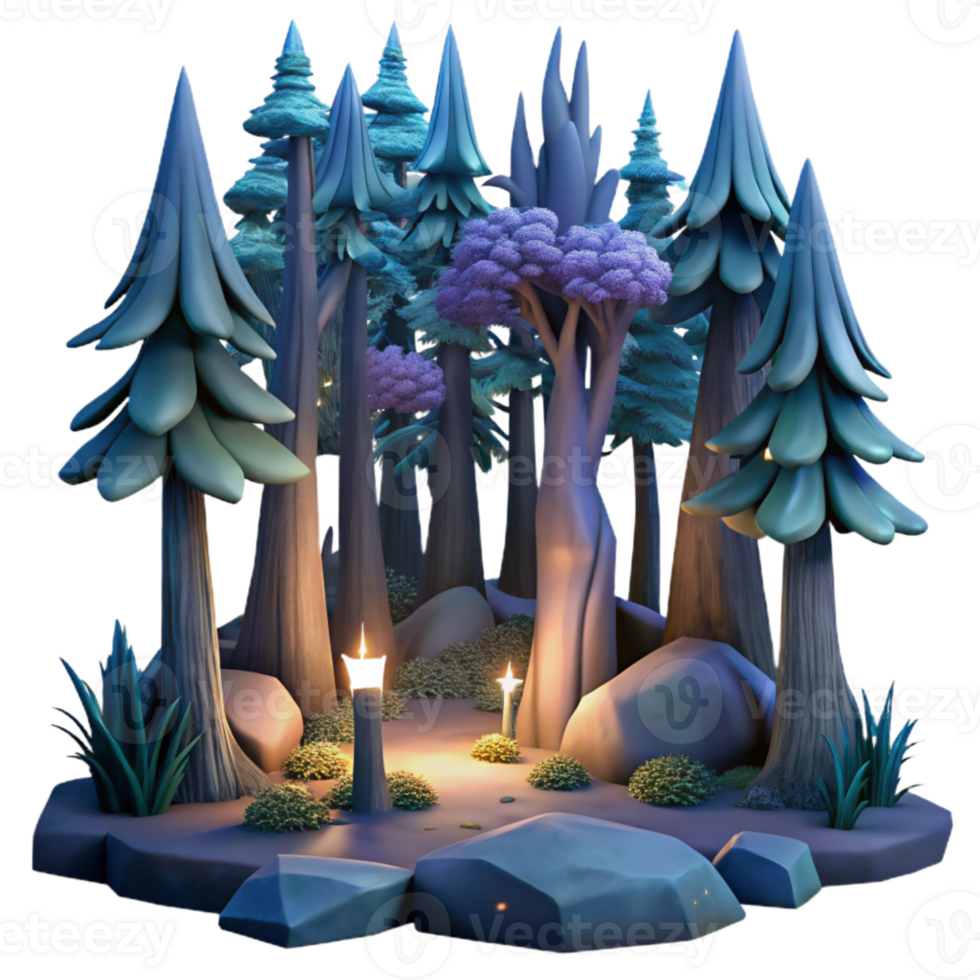 elegant contemporary Twilight Forest Isolated Transparent Background genuine png